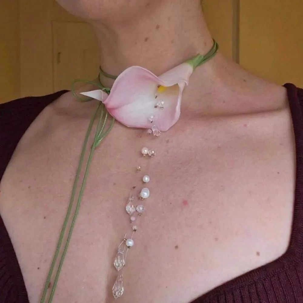 Pink Floral Necklace N952